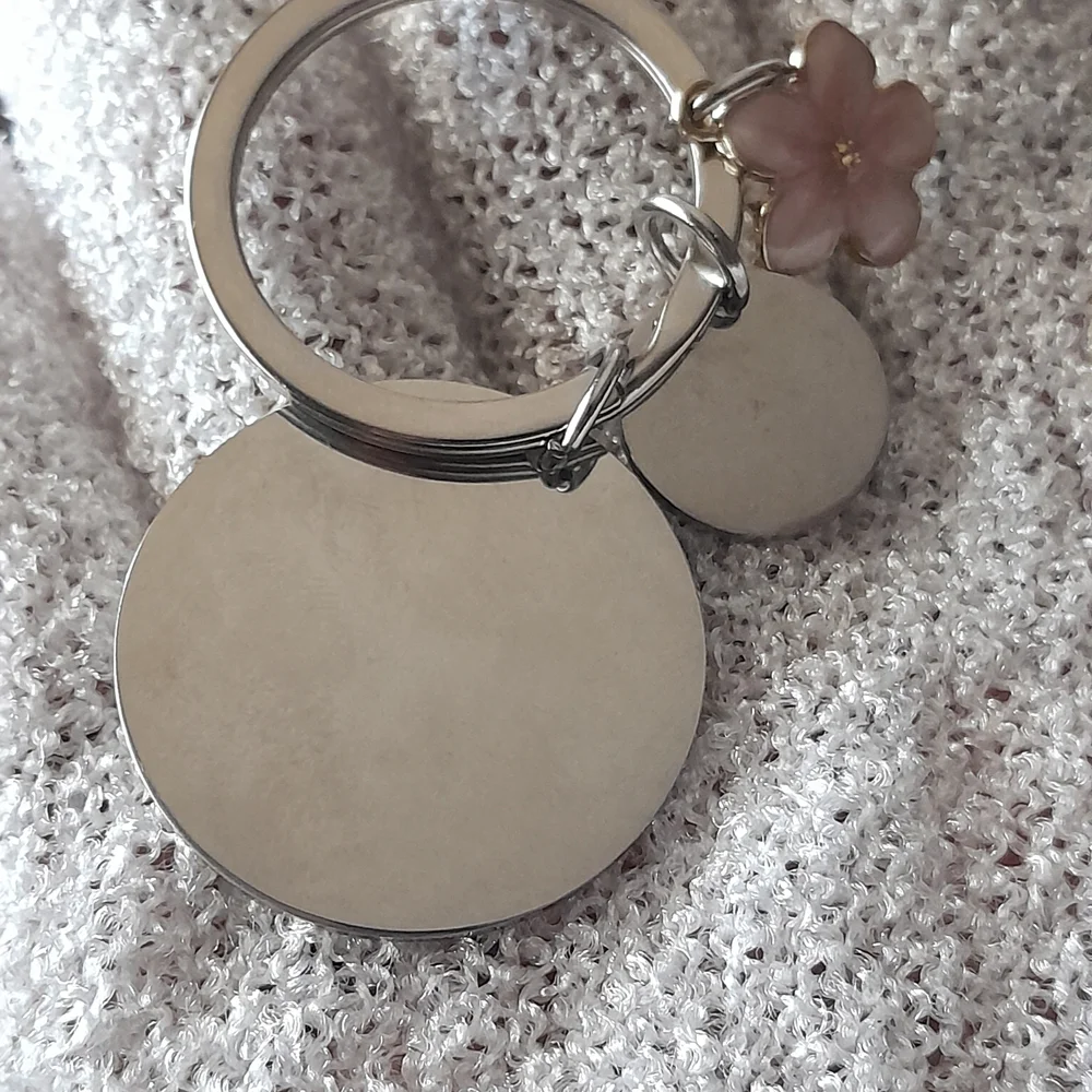 Engraved Silver Mom Keychain with Pink Charm Mother's Day